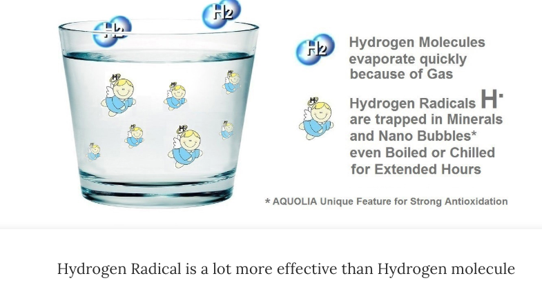 Hydrogen gas easily escapes the water; hydrogen radicals do not escape the water so easily